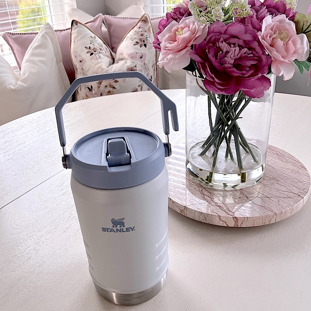 NEVER USED: 40oz stanley ice flow flip straw jug (grey/blue)